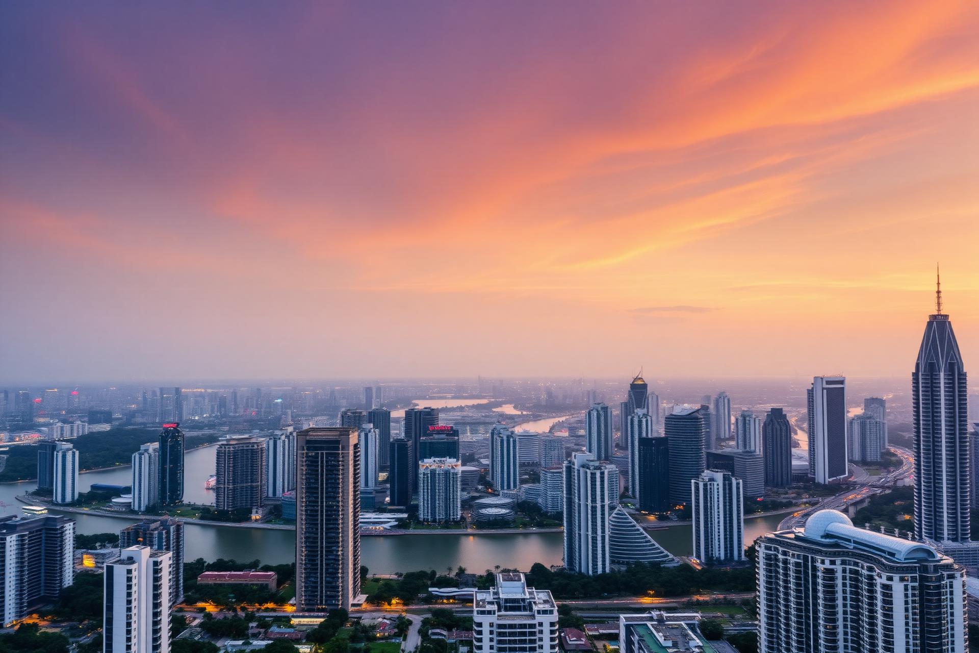 Singapore condominiums and landed properties at dusk